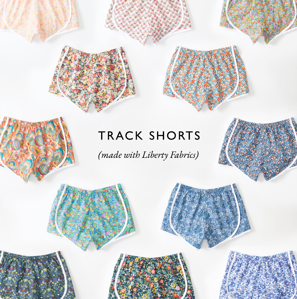 track shorts, made with Liberty Fabrics