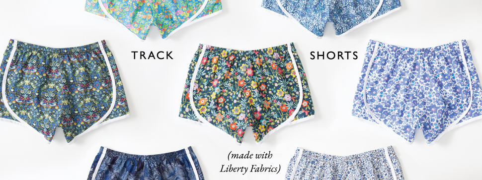 track shorts, made with Liberty Fabrics