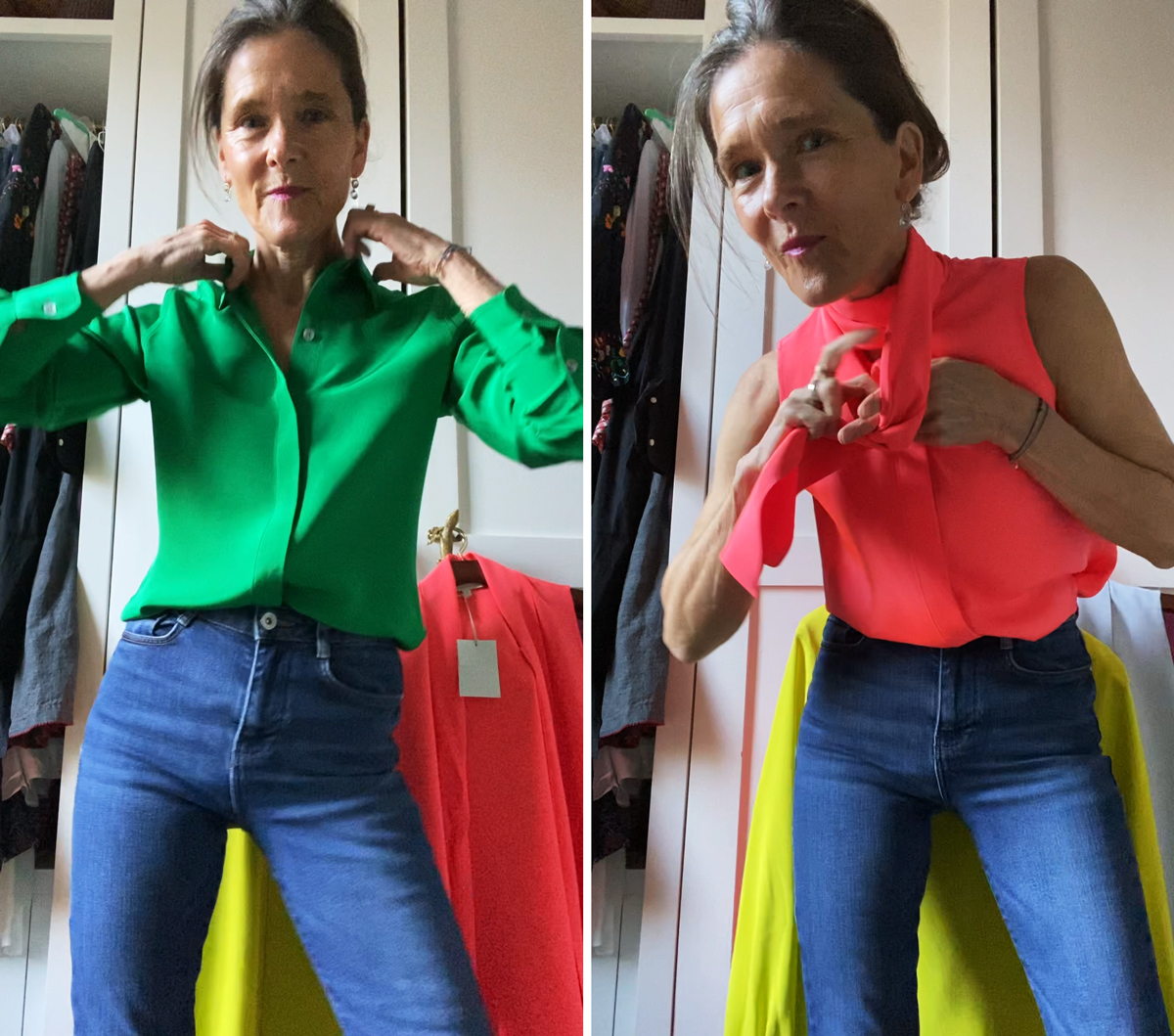 screencaps from Ann's IGTV trying on silks