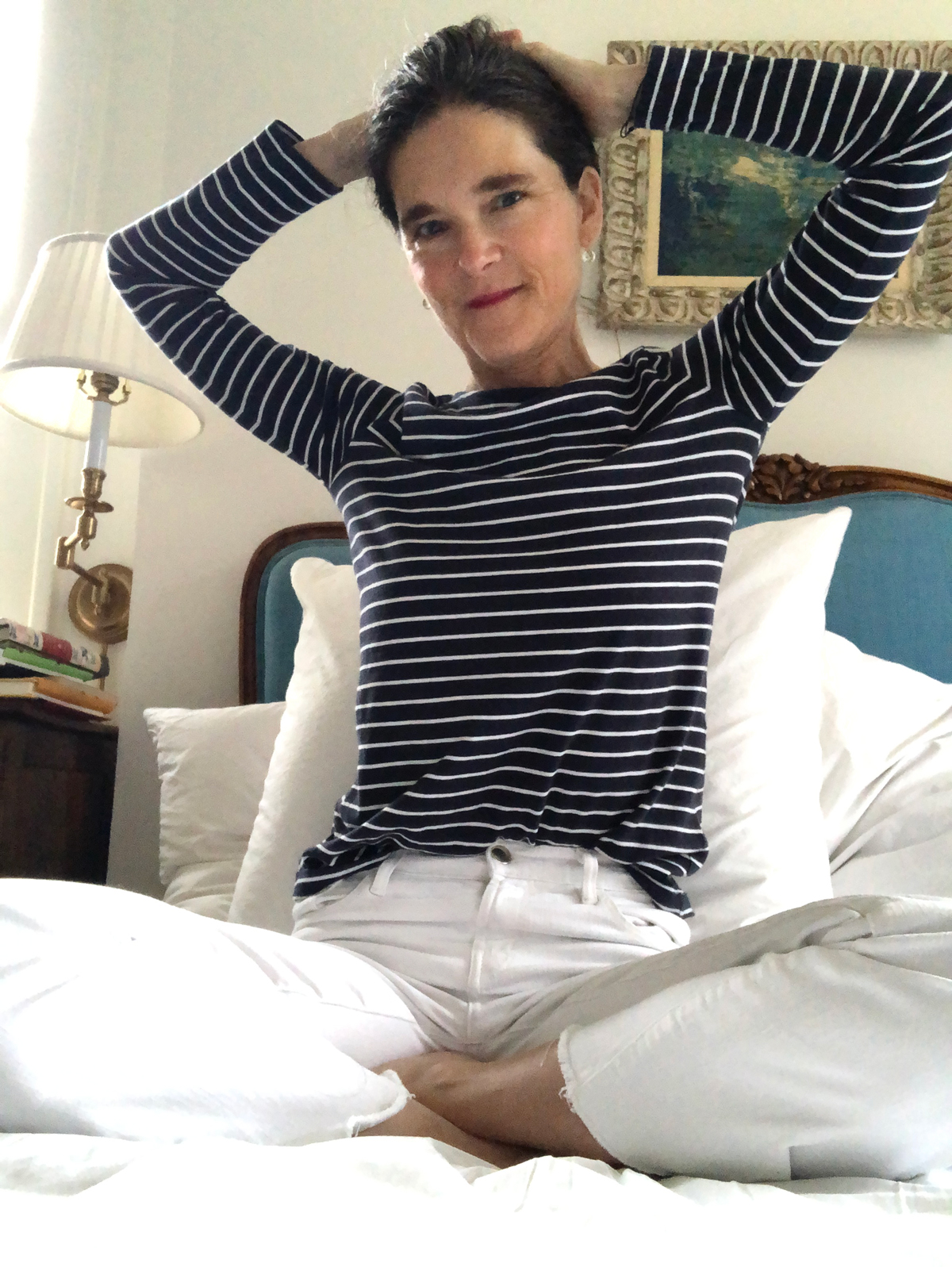 trying to pose like Edie on my unmade bed